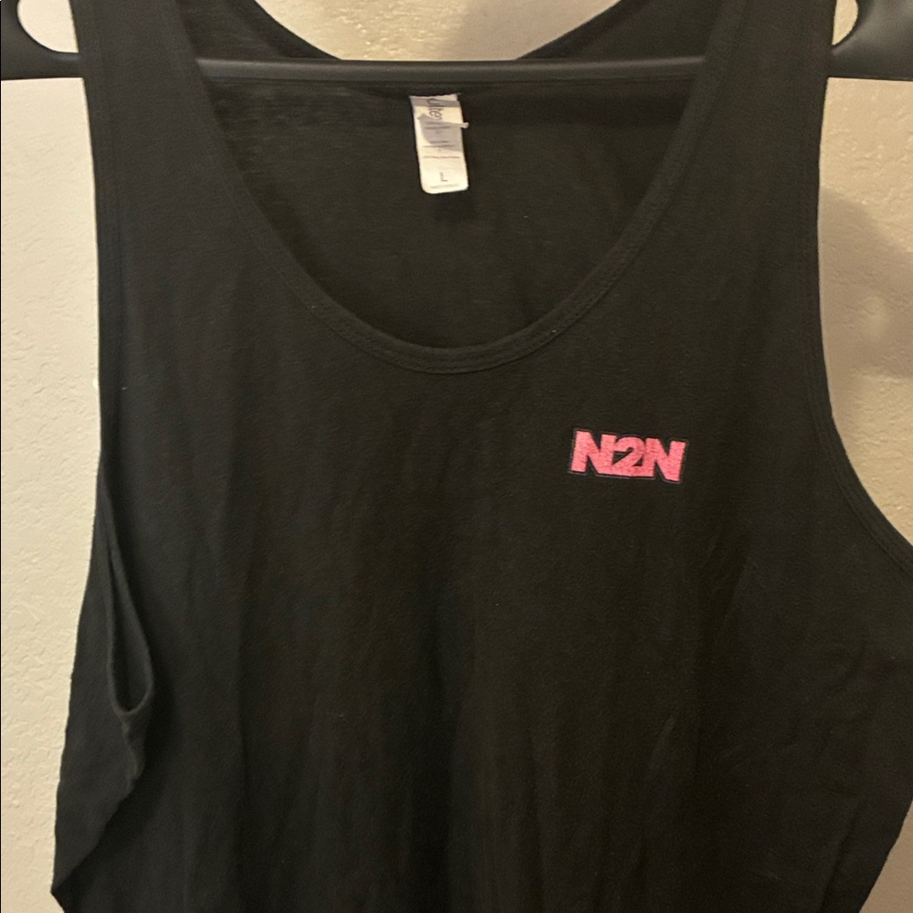🔥5 for 20🔥 N2N Bodywear mens Black Tank Top with Pink Logo - L